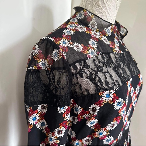 Sandro Paris Retox Silk Blend Daisy Print Dress sz 2 Medium - Picture 4 of 14